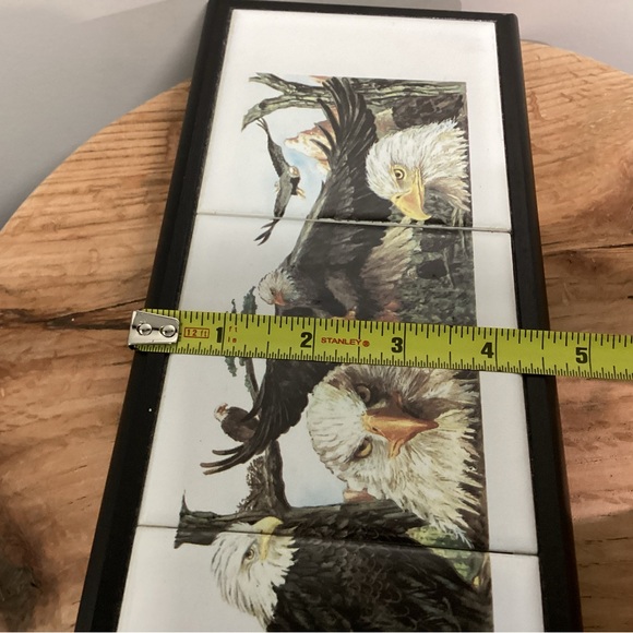 🔵 Vintage - Ceramic Tile & Wood Crafted Eagle Themed Trivet / Decor - Like New - Picture 9 of 11